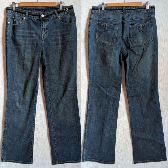 Vintage Y2K Baccini Bootcut Jeans Velvet Sequin Rhinestone Detail Size 12 - Picture 2 of 14